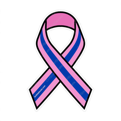 Blue Line Pink Ribbon Decal