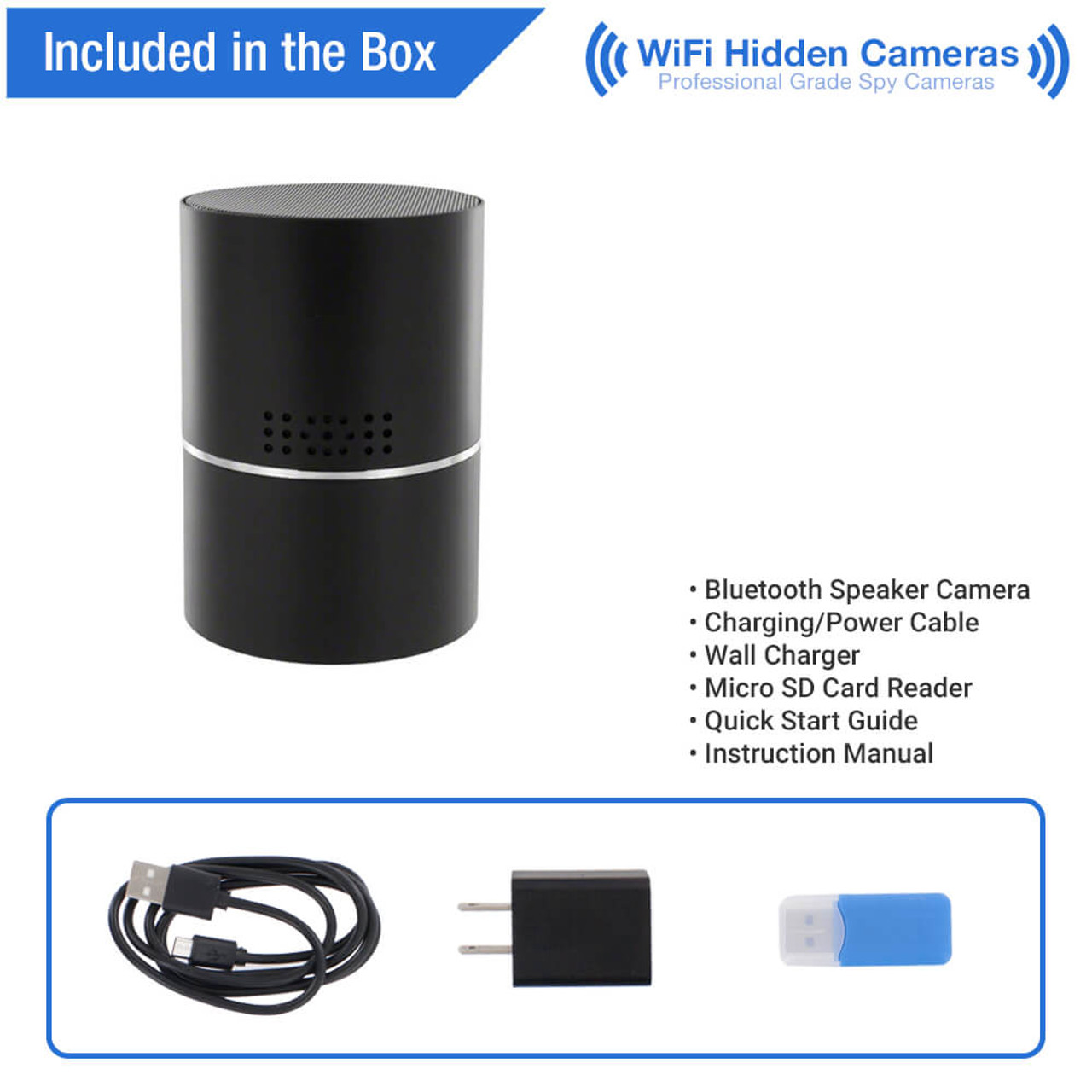 Mini Bluetooth Speaker Hidden Camera with Built-in DVR and WiFi 1280x720