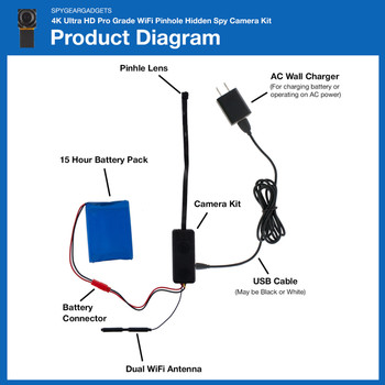 4K HD WiFi DIY Pinhole Hidden Spy Camera Kit