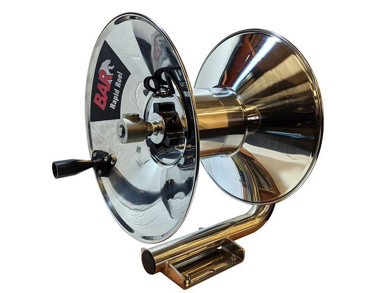 BAR Manual Crank Stainless Steel Hose Reel 60m of 3/8"
