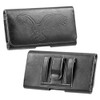 Embossed Eagle Design Premium Horizontal Leather Pouch Case (6.5 inch & Above Screen Size) - Black