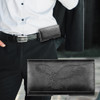 Embossed Eagle Design Premium Horizontal Leather Pouch Case (6.5 inch & Above Screen Size) - Black
