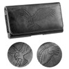 Embossed Eagle Design Premium Horizontal Leather Pouch Case (6.5 inch & Above Screen Size) - Black