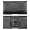 Embossed Eagle Design Premium Horizontal Leather Pouch Case (6.5 inch & Above Screen Size) - Black