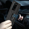 Finger Loop Armor Hybrid Case with 360° Rotating Ring Holder Kickstand for Samsung Galaxy S21 Ultra 5G - Black