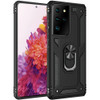 Finger Loop Armor Hybrid Case with 360° Rotating Ring Holder Kickstand for Samsung Galaxy S21 Ultra 5G - Black