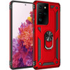 Finger Loop Armor Hybrid Case with 360° Rotating Ring Holder Kickstand for Samsung Galaxy S21 Ultra 5G - Red