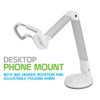 Dashboard, Windshield and Desktop Phone Mount with 360 Degree Rotation and Adjustable Folding Arms - Silver