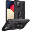 Finger Loop Armor Hybrid Case with 360° Rotating Ring Holder Kickstand for Samsung Galaxy A02s - Black