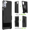 Shell Holster Kickstand Case with Spring Belt Clip for Samsung Galaxy S21 5G - Black