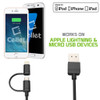 Cellet MFi Certified 2-IN-1 Micro-USB + Lightning Connector Charging and Data Sync Cable - Black