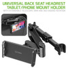 Universal Back Seat Headrest Tablet/Phone Mount Holder with 360 Degree Rotation Extendable Telescopic Arm - Black