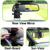 Multipurpose Dashboard, Sun Visor & Rear View Mirror Clip Phone Mount with Spring Base and 360 Degree Cradle Rotation - Black