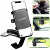 Multipurpose Dashboard, Sun Visor & Rear View Mirror Clip Phone Mount with Spring Base and 360 Degree Cradle Rotation - Black