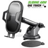 Smartphone Car Windshield Dashboard Mount with Telescopic Arm - Black
