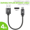 3-Pack 4-inch Premium Nylon Braided USB-A to USB-C (Type-C) High-Speed Charge & Sync Cable - Black