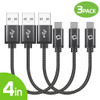 3-Pack 4-inch Premium Nylon Braided USB-A to USB-C (Type-C) High-Speed Charge & Sync Cable - Black