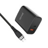 20W USB-C PD Power Delivery + 18W Quick Charge 3.0 USB-A Wall Charger + USB-C to USB-C Cable - Black