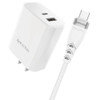 20W USB-C PD Power Delivery + 18W Quick Charge 3.0 USB-A Wall Charger + USB-C to USB-C Cable - White