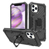 Military-Style Hybrid Armor Case with Rotating Ring Stand for iPhone 13 Pro Max - Black
