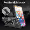 Military Grade Hybrid Armor Case with Integrated Belt Clip and Kickstand for iPhone 13 - Black