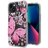 Butterfly Series Dual Layer Transparent Hybrid Case for iPhone 13 - Pink