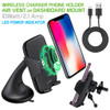 2-IN-1 10W Fast Wireless Car Charger with Air Vent and Dashboard Windshield Mounts - Black