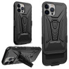 3-IN-1 Advanced Armor Hybrid Case with Belt Clip Holster for iPhone 13 Mini - Black