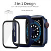 Defense Case with Integrated Tempered Glass Screen Protector for Apple Watch 45mm Series 7 / 8 / 9 - Navy Blue