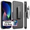 Shell Holster Kickstand Case with Spring Belt Clip for iPhone 13 Pro - Black