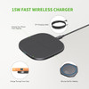 Qi Certified 15W Fast Wireless Charging Pad - Black