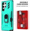 Tough Ring Holder Case with Card Slot for Samsung Galaxy S22 Ultra 5G - Teal