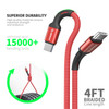 4 ft. High-Speed 3A Fabric Braided USB-C (Type-C) Charge & Sync Cable - Red