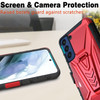3-IN-1 Advanced Armor Hybrid Case with Belt Clip Holster for Samsung Galaxy S22 Ultra 5G - Red