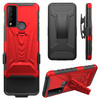3-IN-1 Advanced Armor Hybrid Case with Belt Clip Holster for TCL 30 XE 5G - Red