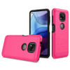 Brushed Textured Dual Layer Hybrid Case for Motorola Moto G Power 2021 - Hot Pink