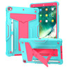Military Grade Drop Proof Rugged Hybrid Armor Case with Kickstand for iPad 10.2 inch (9th, 8th & 7th Gen) - Teal Hot Pink