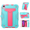 Military Grade Drop Proof Rugged Hybrid Armor Case with Kickstand for iPad Mini 6 (6th Generation) - Teal Hot Pink