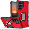 Military Grade Shockproof Hybrid Armor Case with Ring Holder for Samsung Galaxy S22 Ultra 5G - Red