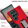 Military Grade Shockproof Hybrid Armor Case with Ring Holder for Samsung Galaxy S22 Ultra 5G - Red