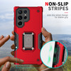 Military Grade Shockproof Hybrid Armor Case with Ring Holder for Samsung Galaxy S22 Ultra 5G - Red