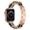 Steel Chain Bracelet Interwoven with Leather Strap for Apple Watch 45mm / 44mm / 42mm - Rose Gold