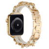 Steel Chain Bracelet Interwoven with Leather Strap for Apple Watch 45mm / 44mm / 42mm - Rose Gold White