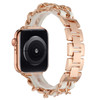 Steel Chain Bracelet Interwoven with Leather Strap for Apple Watch 41mm / 40mm / 38mm - Rose Gold White