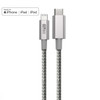 iDARS MFi Apple Certified PD Fast Charge USB-C to Lightning Braided Cable (4 ft) - Silver