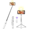 Selfie Stick with LED Light, Wireless Remote Shutter Button and Tripod Base - White