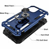 Military Grade Finger Loop Case with 360° Rotating Ring Holder Kickstand for iPhone 14 Pro - Navy Blue
