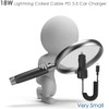 iDARS MFi Apple Certified 18W PD 3.0 Car Charger with Hardwired Lightning Coiled Cable - Black