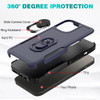 TUFF Shockproof Hybrid Armor Case with Ring Grip for iPhone 14 Pro Max - Navy Blue