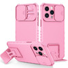 Camera Privacy Cover Hybrid Case with Kickstand for iPhone 14 Pro Max - Pink